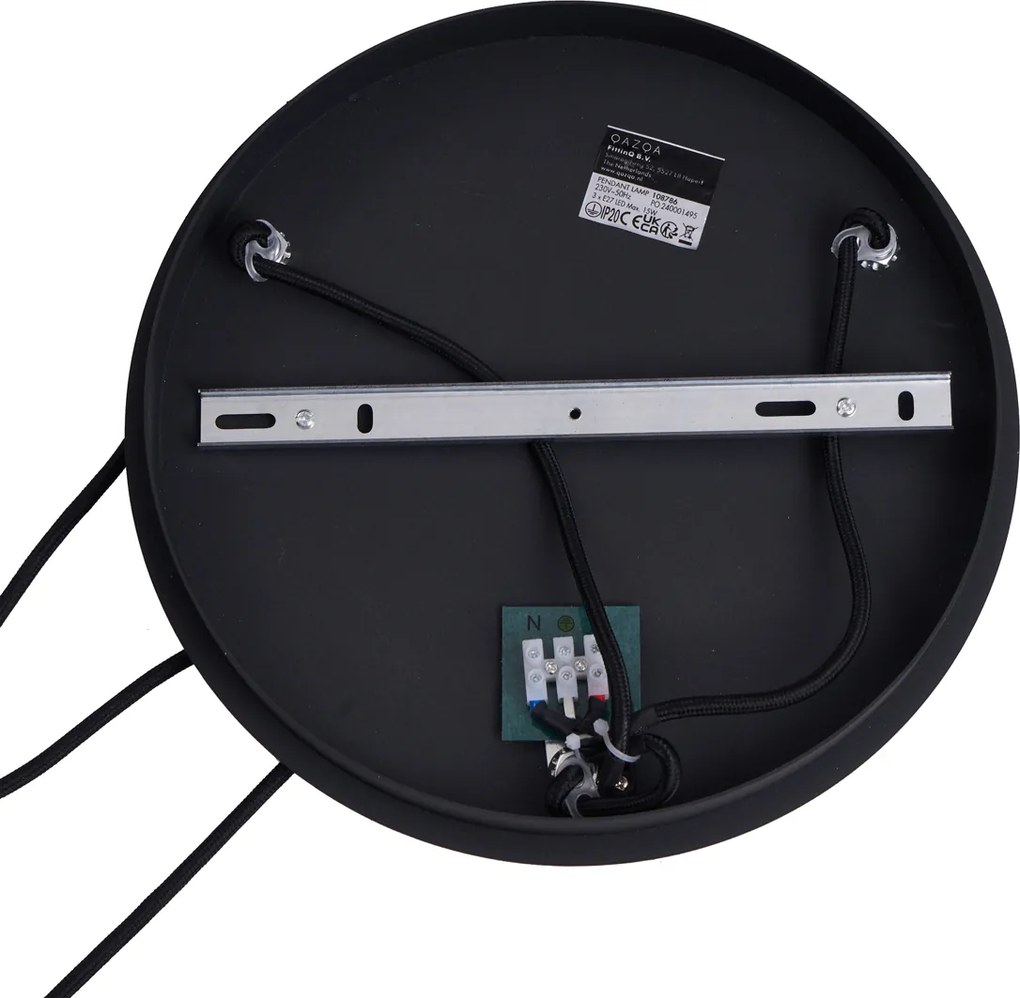 Lampada a sospensione Art Déco Nera con vetro fumé 3 luci - Douglass