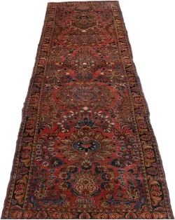 Antik Stilizzato Rosso Ruggine Blu Scuro Corsia 80x300 Cm