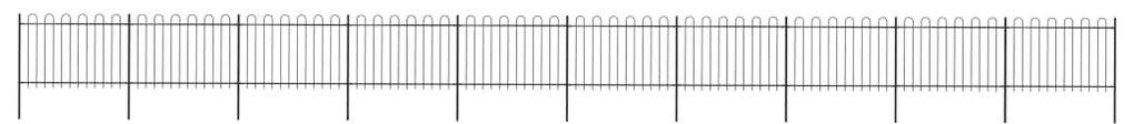 Recinzione Da Giardino Con Punta Tonda Acciaio 17x1,2m Nera /