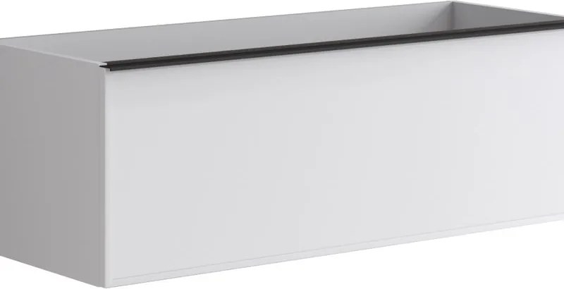 Mobile da bagno sospeso sotto lavabo Pixel frame 1 cassetto L 120 x H 40 x P 45.5 cm bianco laccato opaco con maniglia nero opaco