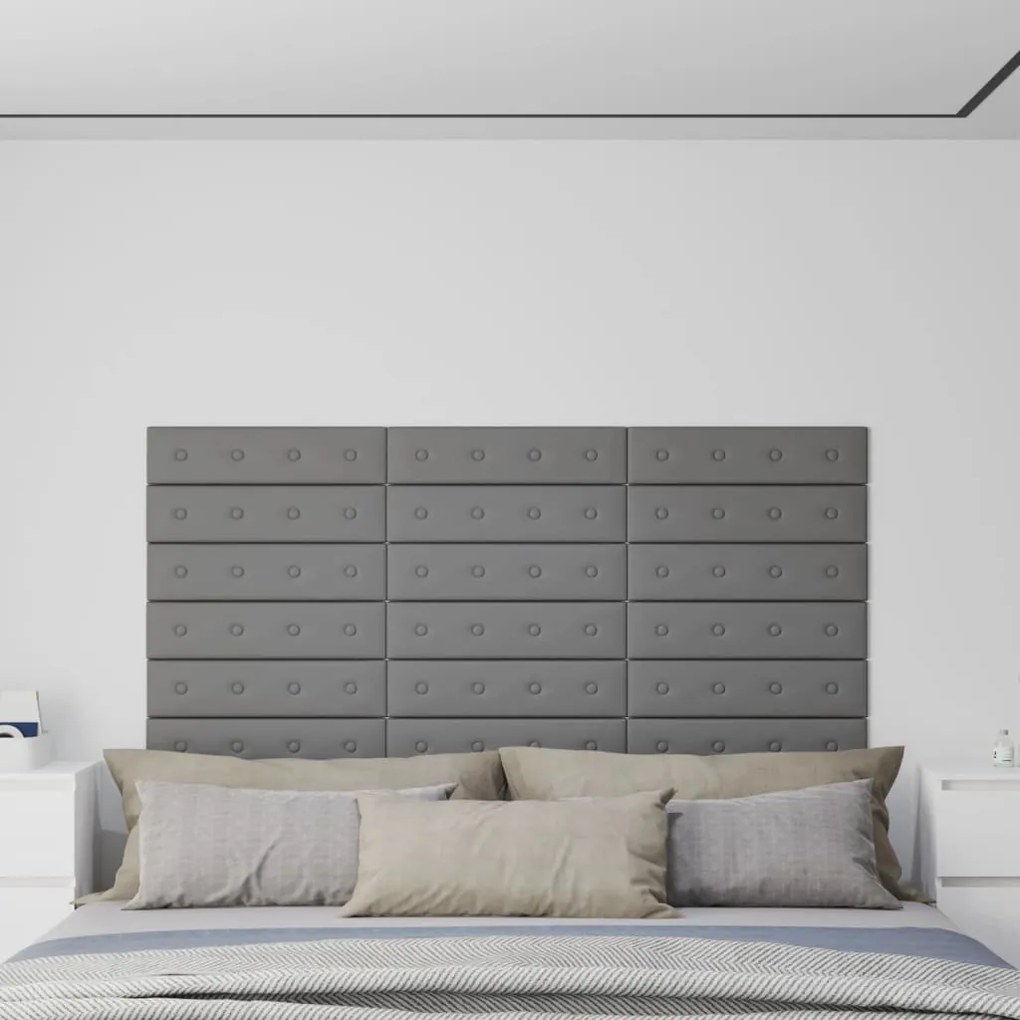Pannelli Murali 12 Pz Grigi 60x15 Cm Similpelle 1,08 M² /