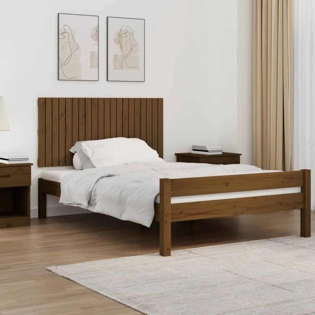 Testiera Da Parete Ambra 127,5x3x60cm İn Legno Massello Di Pino /