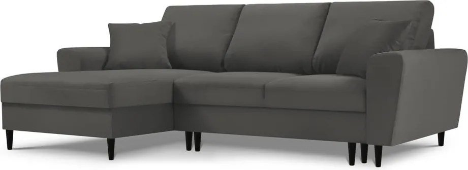 Divano angolare grigio scuro allungabile e con contenitore (con penisola a sinistra/con chaise lounge) con rivestimento in velluto a coste Kyoto – Cosmopolitan Design