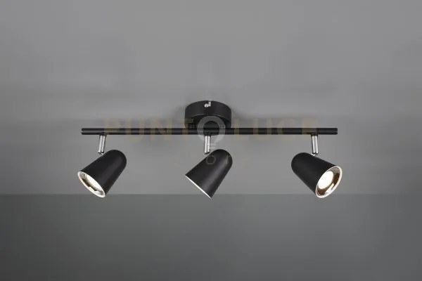 Toulouse barra 3 spots led 10,5w 1200lm, 3000k nero satinato con bo...