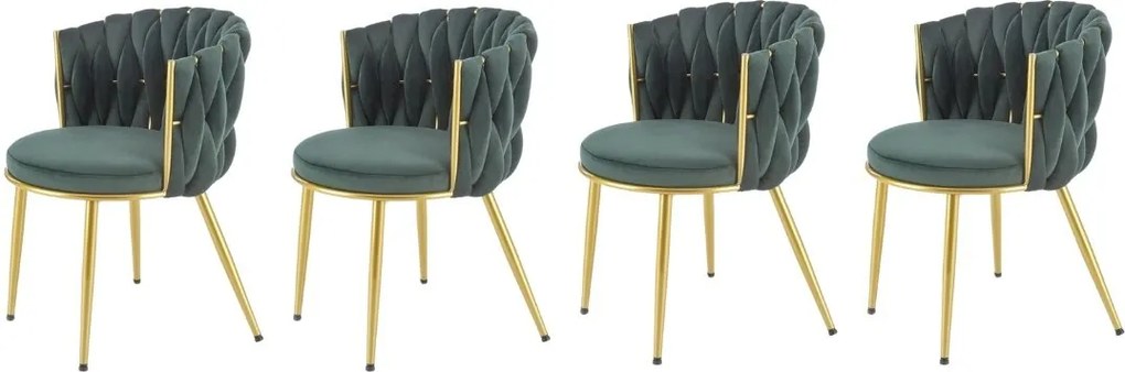 Set di 4 sedie K517 velluto verde/oro
