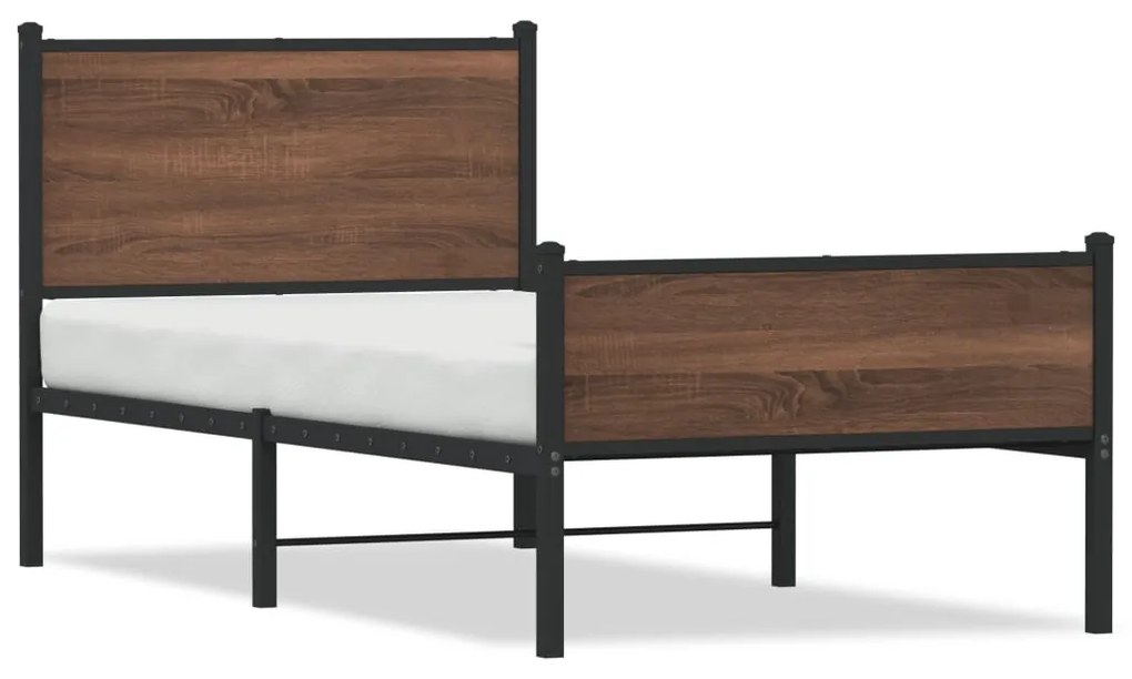 Giroletto Senza Materasso İn Metallo Rovere Marrone 90x200 Cm /