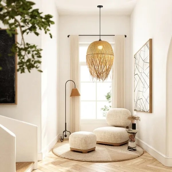 Immax 08271L - Lampadario a sospensione con filo HILO 1xE27/40W/230V diametro 45 cm bambù