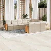 Set Divano da Giardino 10 pz con Cuscini Beige in Polyrattan 3228018