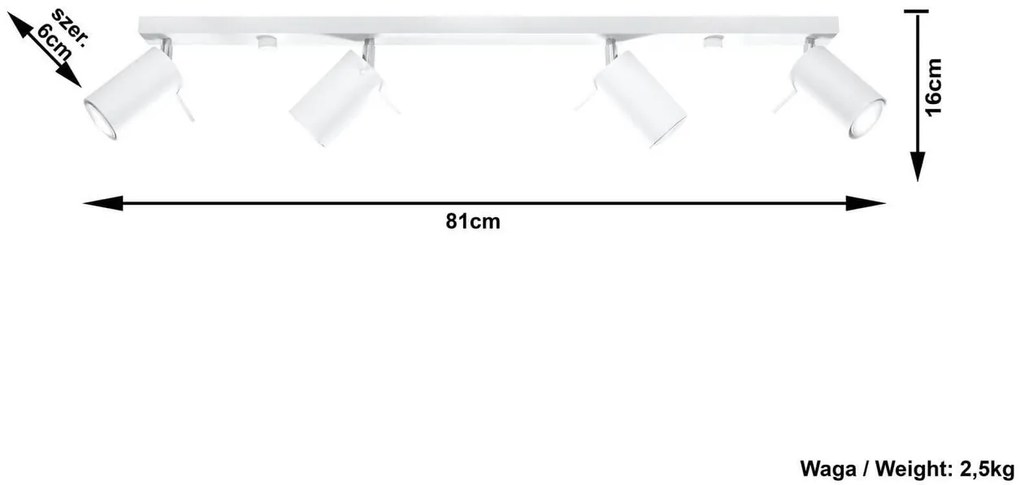 Plafoniera da soffitto in Acciaio 4xGU10 RING 4L Bianca Orientabile