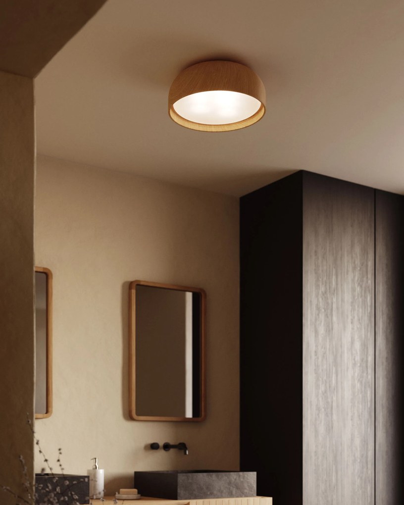 Kave Home - Lampada da soffitto Xaviera con finitura effeto legno di quercia