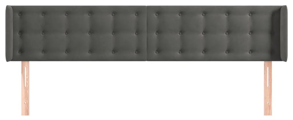 Testiera ad orecchio grigio scuro 183x16x78/88 cm in velluto