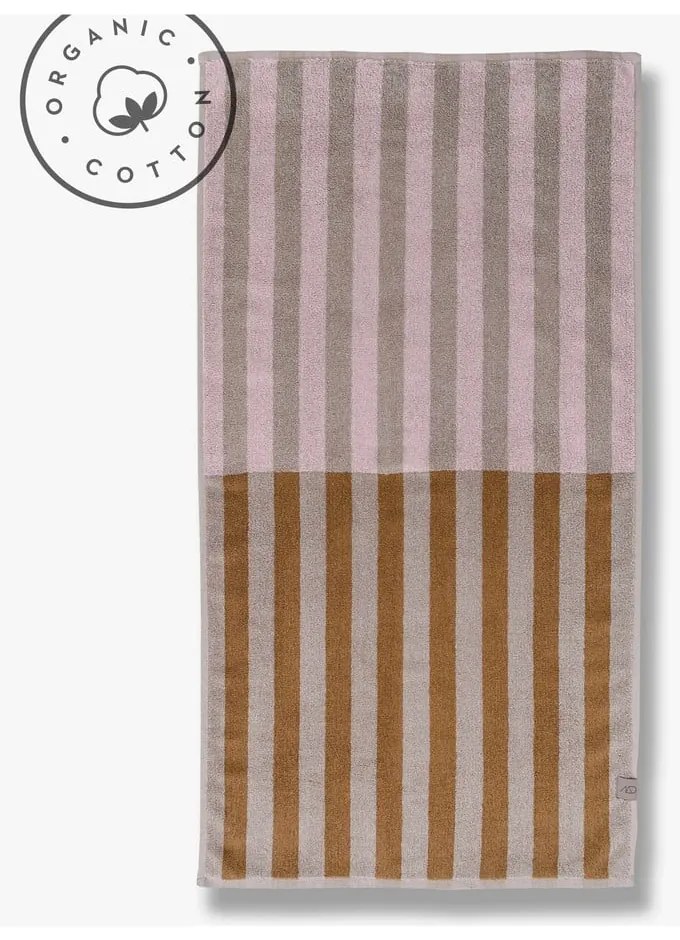 Asciugamano in cotone biologico marrone e beige 50x90 cm Disorder - Mette Ditmer Denmark