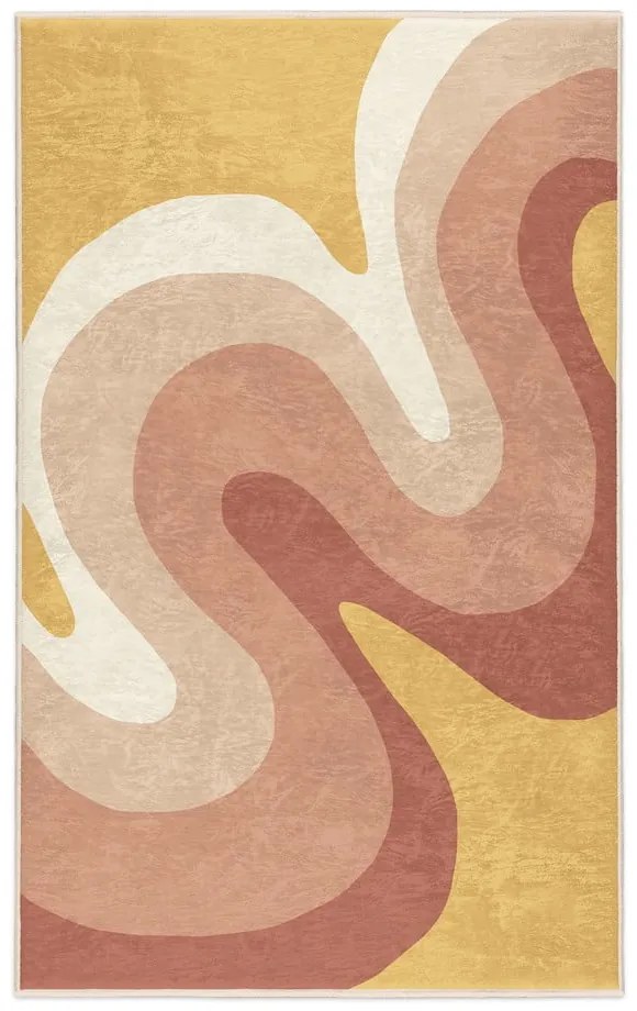 Tappeto giallo ocra e rosa polveroso lavabile 80x150 cm Strawberry Creamsicle – Mila Home