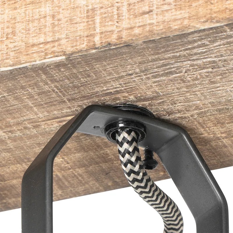 Faretto rustico nero con legno 3 luci orientabile - Jelle