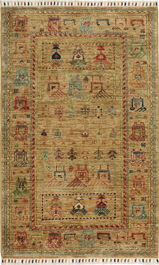 Samarkand Tappeto 80 x 130 Verde (Pakistan) Annodato A Mano