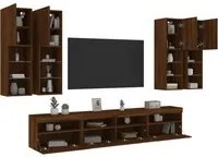 Set Mobili TV a Muro 7 pz con Luci LED Rovere Marrone 3216777