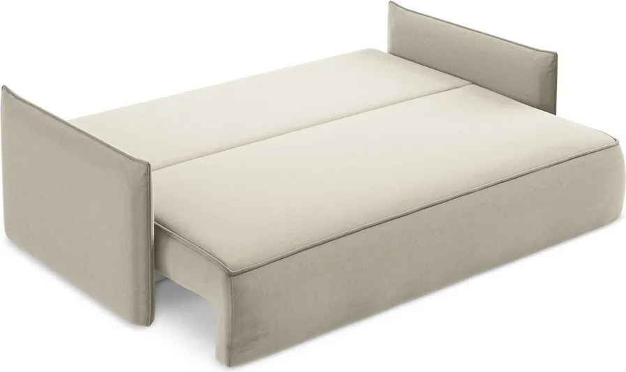 Divano beige allungabile/con contenitore con rivestimento in velluto 225 cm Hula – Makamii