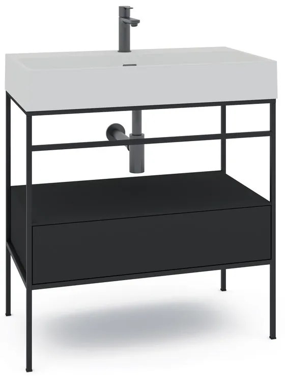 Mobile sottolavabo e lavabo Outline per vasca centrale nero L 60 x H 89 x P 45.5 cm