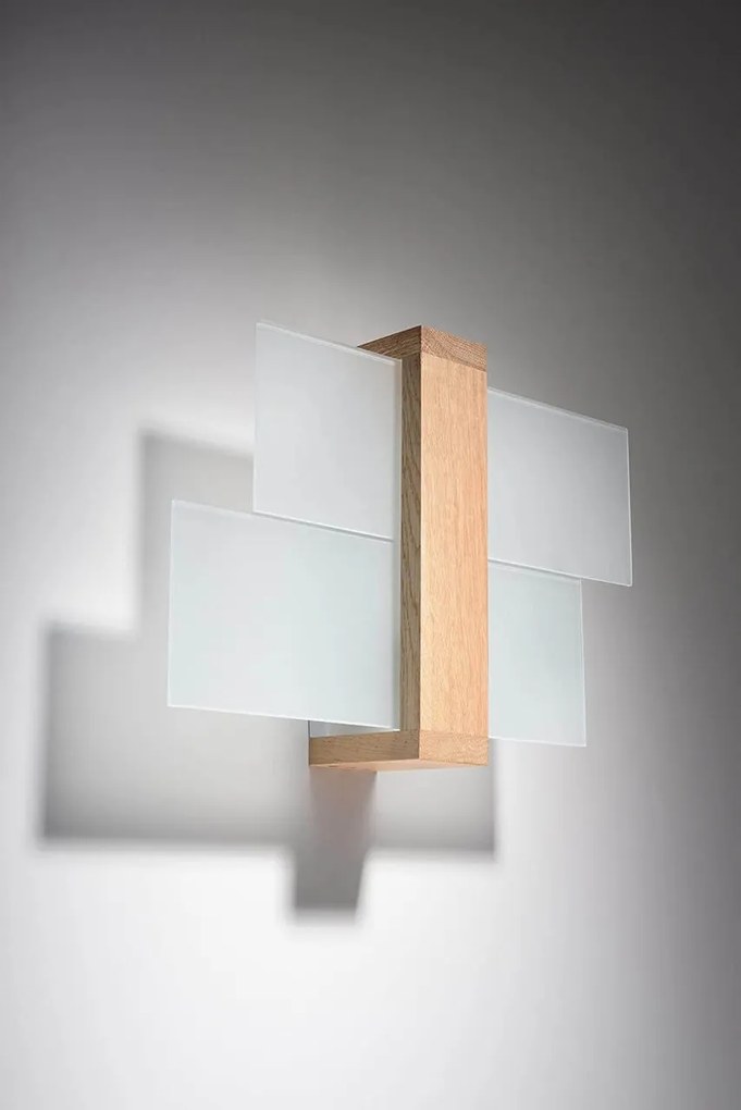 Applique da Soffitto Legno naturale e Vetro FENIKS 1 E27 da Interno