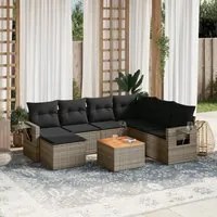 Set Divano da Giardino 8 pz con Cuscini Grigio in Polyrattan 3257012