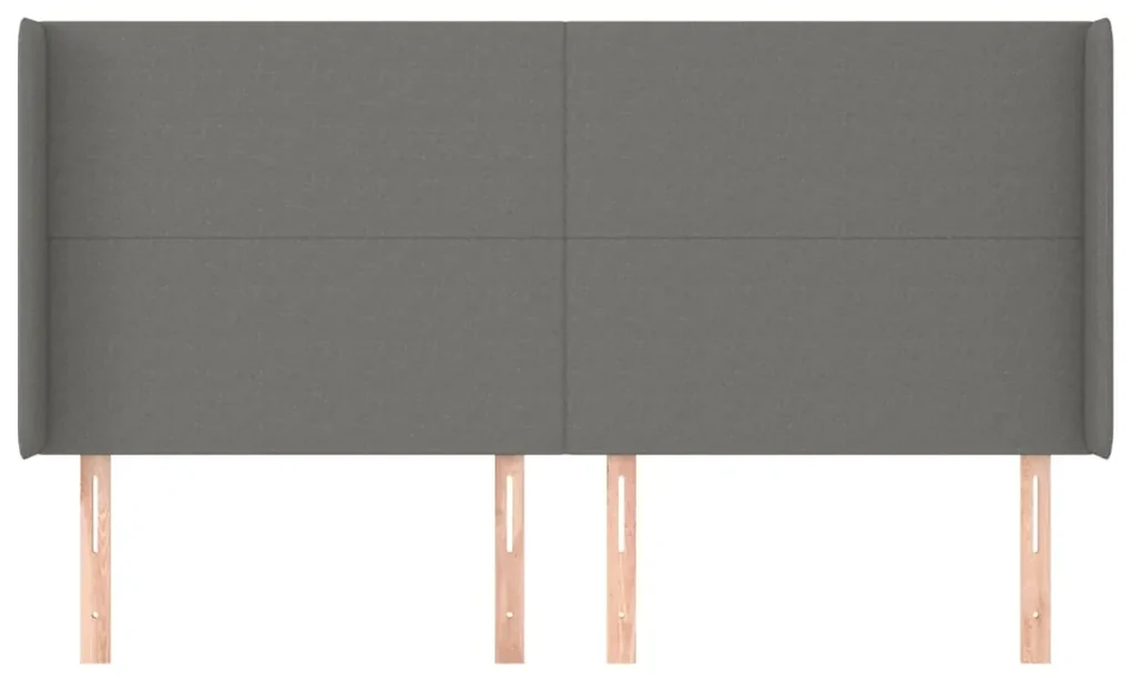 Testiera ad orecchio grigioscuro 163x16x118/128cm intessuto
