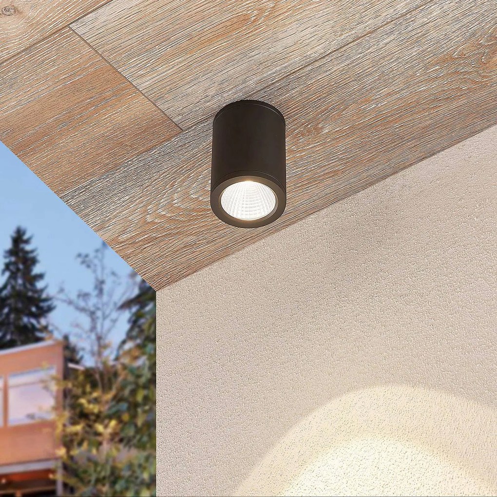 Downlight a LED Embla, alluminio IP54 grigio scuro Embla Lucande, Alluminio / Grigio / Zincato, Alluminio, Moderno, Plafoniere LED