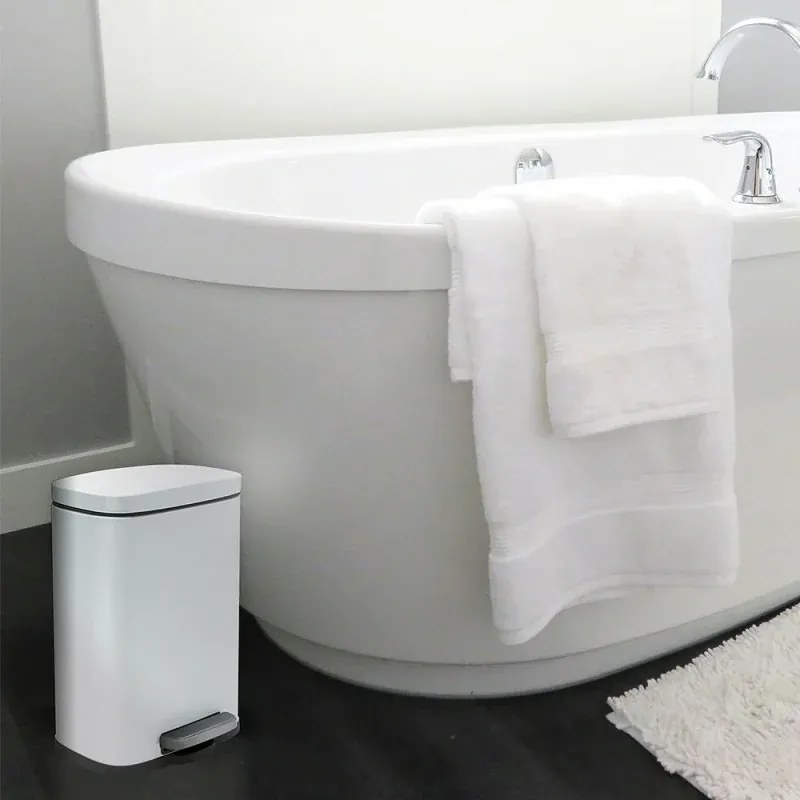 Set pattumiera 5lt a pedale e portascopino in acciaio bianco opaco Axin