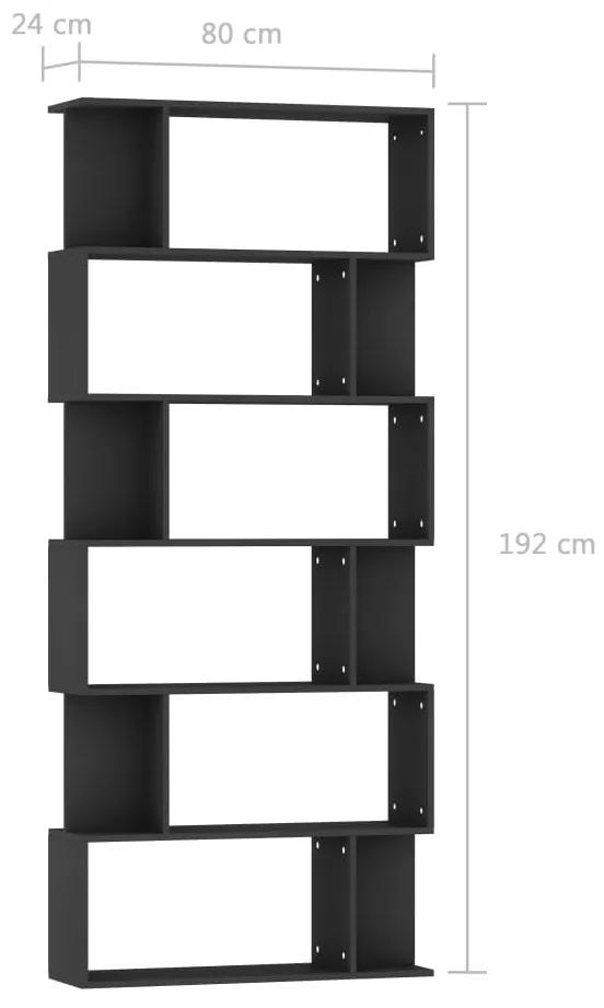 Libreria/Divisorio Nero 80x24x192 cm in Legno Multistrato