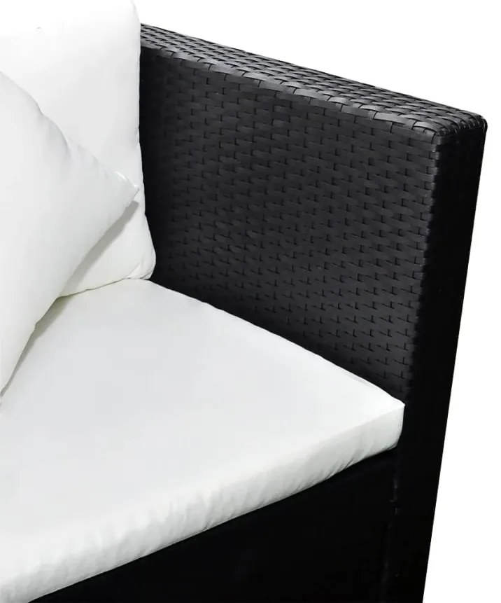 Set divani da giardino 4 pz con cuscini in polyrattan nero