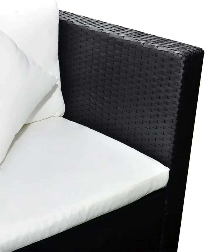 Set divani da giardino 4 pz con cuscini in polyrattan nero