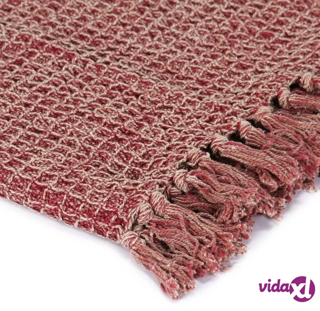 vidaXL Copriletto in Cotone 160x210 cm Rosso Borgogna