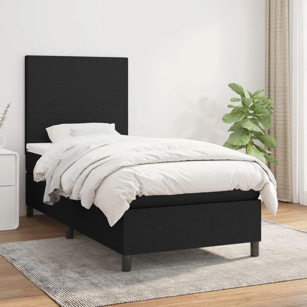 Giroletto A Molle Con Materasso Nero 100x200 Cm İn Tessuto /