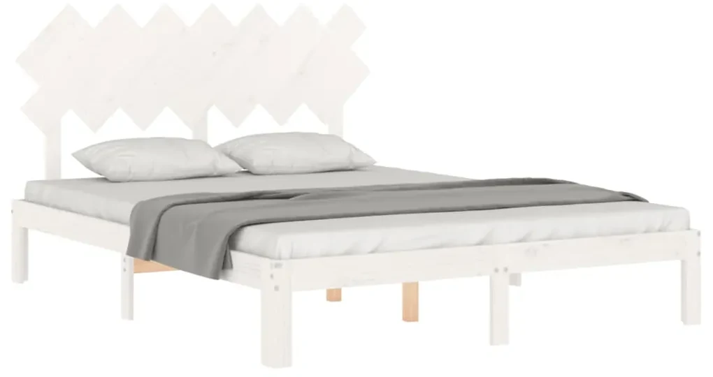 Giroletto con testiera bianco 140x190 cm in legno massello