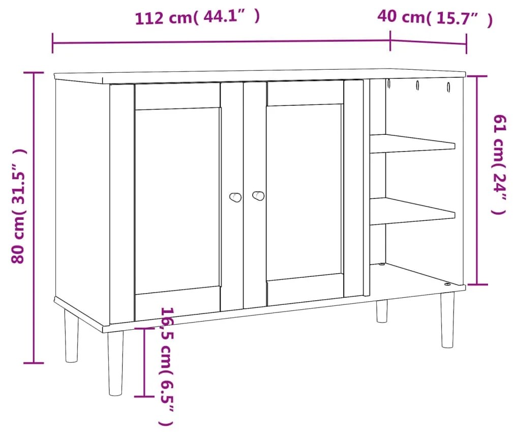 Credenza SENJA Aspetto Rattan Nero 112x40x80 cm Massello Pino