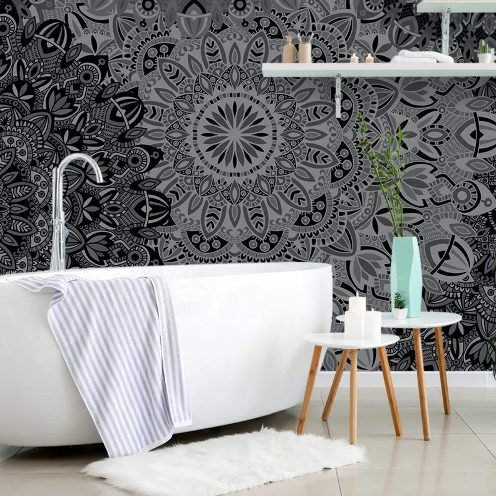 Carta da parati – Mandala stilosa in bianco e nero