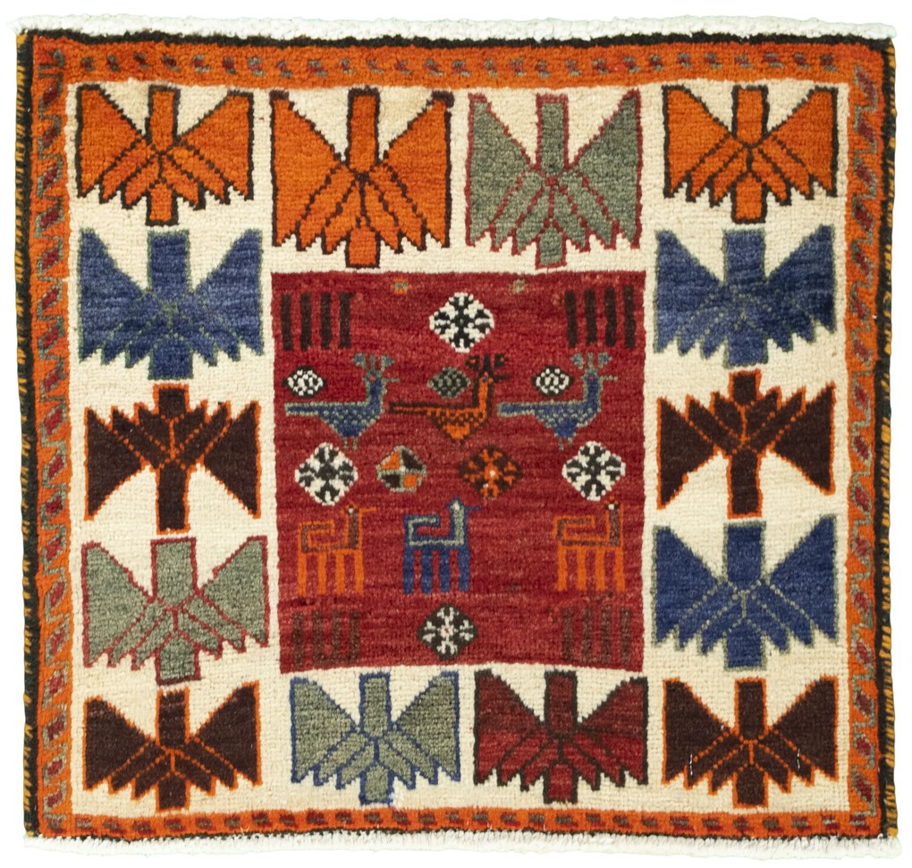Shiraz Tappeto 50x50 Rosso (Iran) Annodato A Mano
