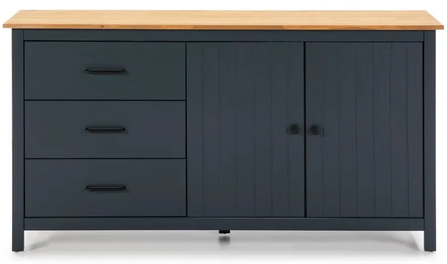 Cassettiera bassa blu scuro in legno di pino 150x80 cm Miranda - Marckeric