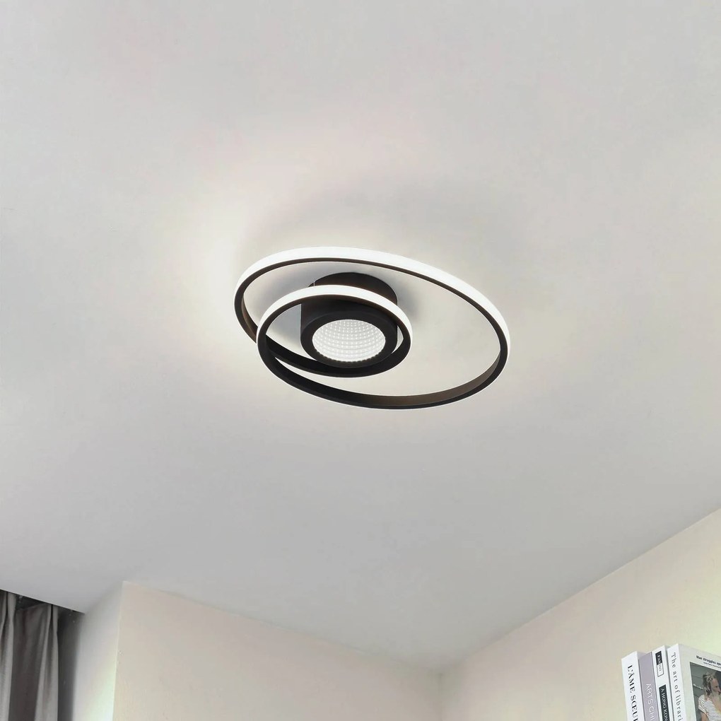 Plafoniera a LED Thalina Lindby, dimmerabile, Nero, Soggiorno / Sala da pranzo, Metallo, Moderno, Plafoniera LED