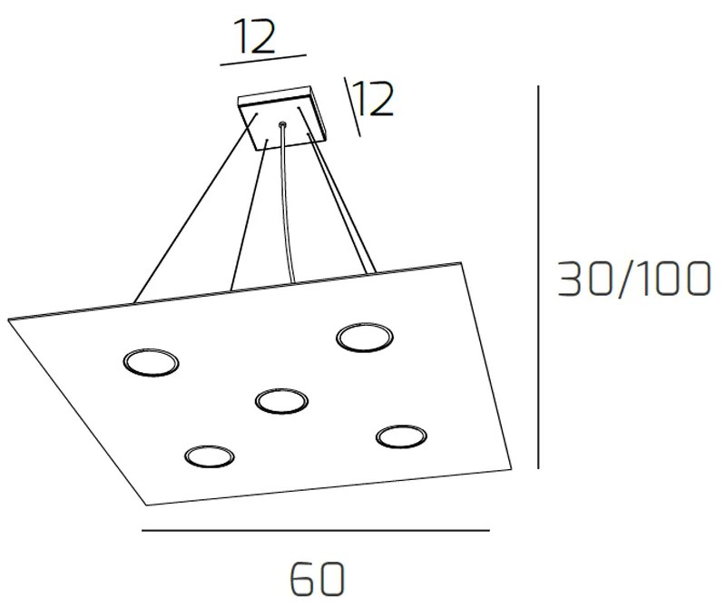 Sospensione Moderna Quadrata Path Vetro Foglia Rame 5 Luci Gx53