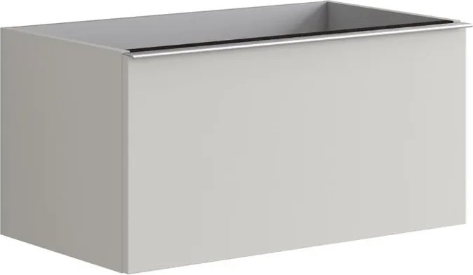 Cassettiera Pixel con 2 cassetti  frontale plain laccato opaco Beige Greige e maniglia alluminio nero opaco L80 x H40 x P45,5 cm