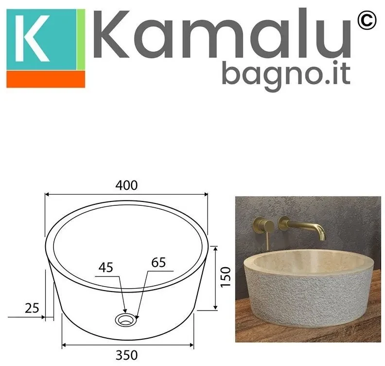 Lavabo da appoggio circolare con decorazioni bacinella 8130