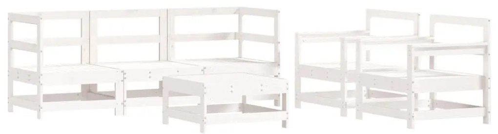 Set divani da giardino 6pz con cuscini in legno massello bianco