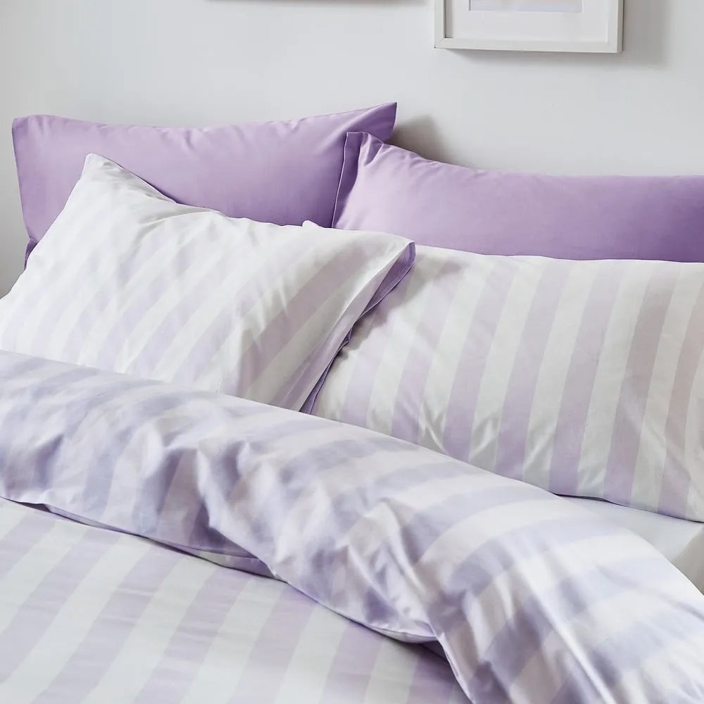 Set copripiumino e federa bianco e lavanda per letto singolo 135x200 cm Stripe Tease – Sassy B