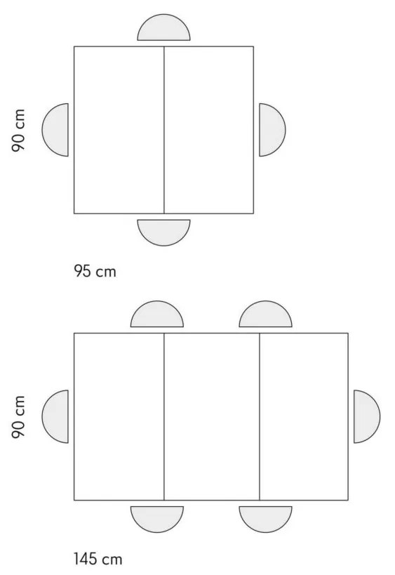 Tavolo FORTE DEI MARMI in legno, finitura grigio cemento e gambe incrociate in metallo bianco, allungabile 95×90 cm – 145 x 90 cm