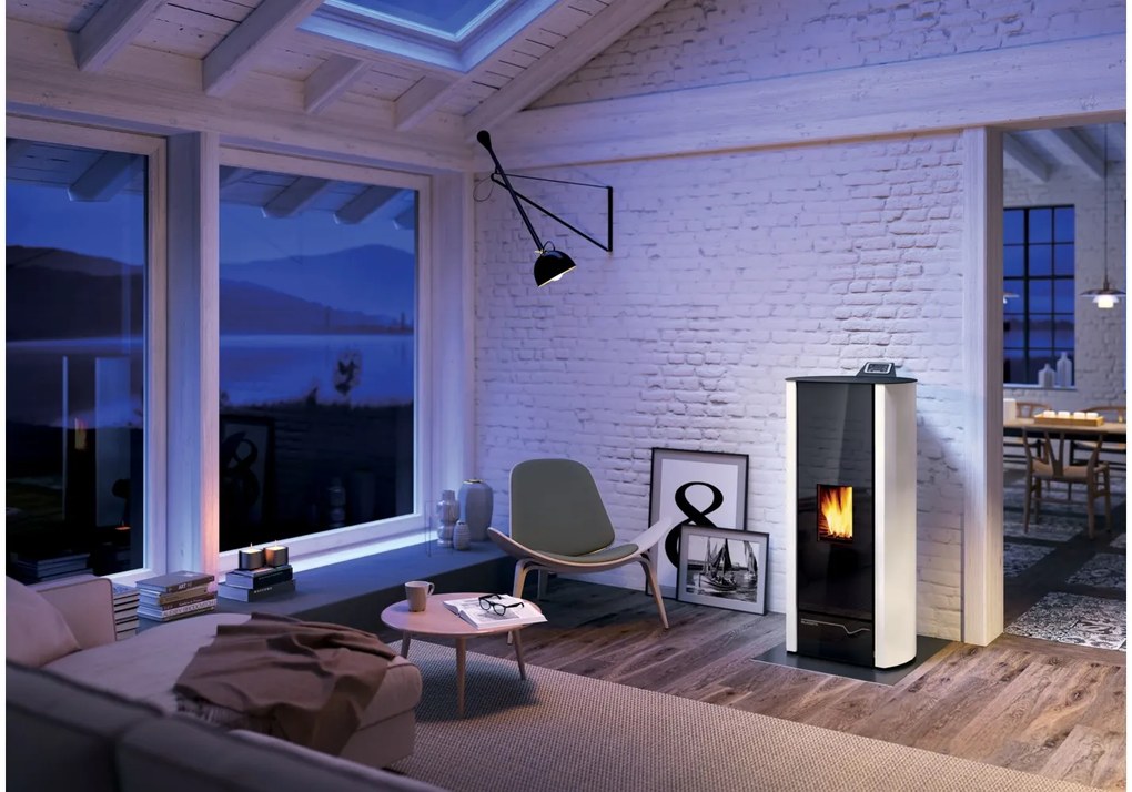 Stufa A Pellet Ermetica Ecofire Ad Aria 9kw In Acciaio Bianco Palazzetti Cecile Lux 9