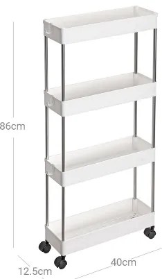 Carrello contenitore su ruote MARGE, bianco