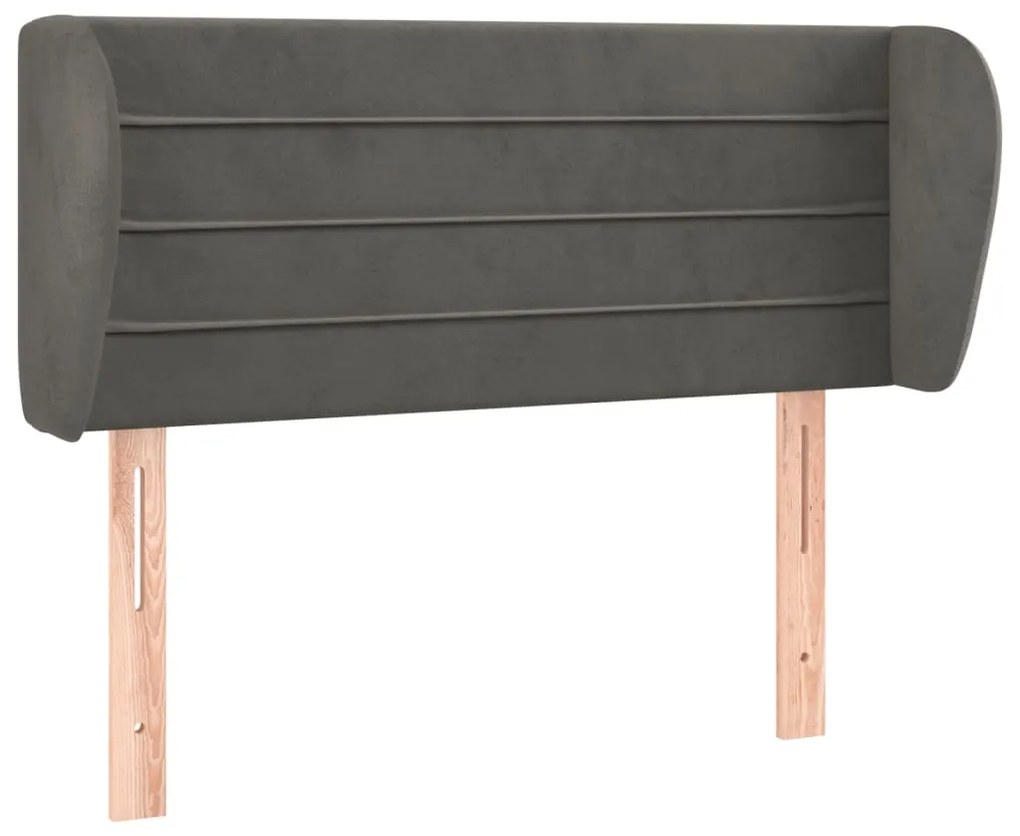 Testiera ad orecchio grigio scuro 83x23x78/88 cm in velluto