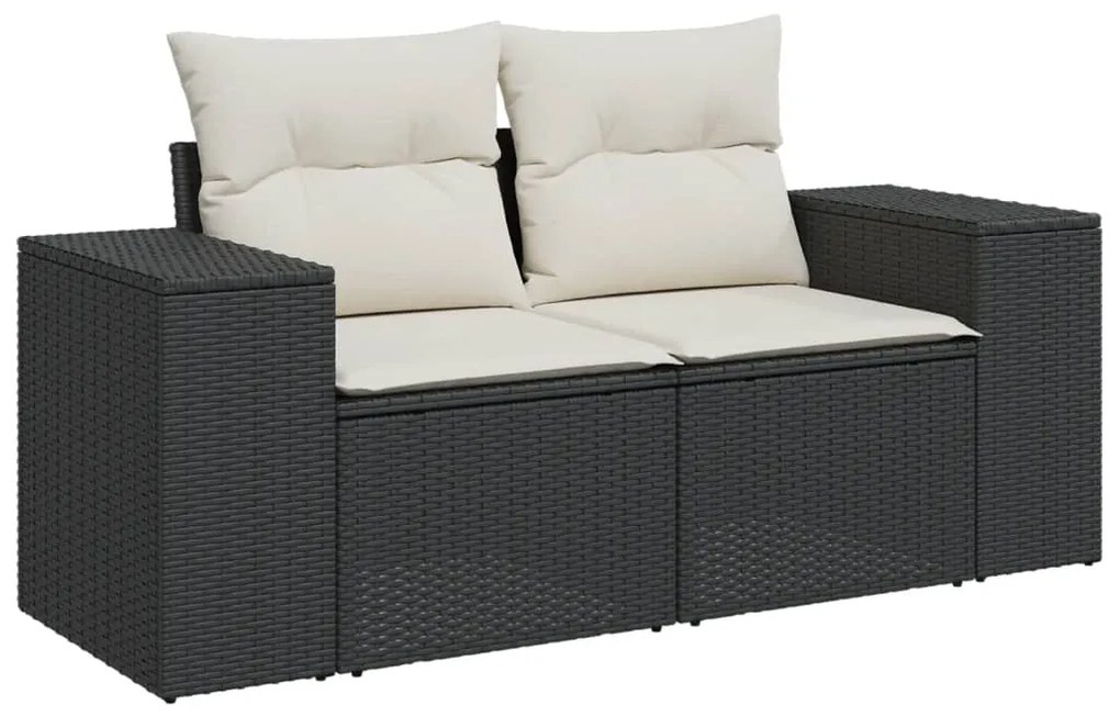 Set Divani da Giardino 5 pz con Cuscini in Polyrattan Nero