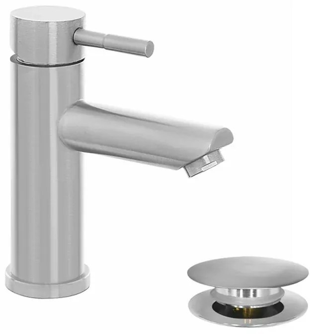 Miscelatore lavabo acciaio spazzolato con piletta click-clack York