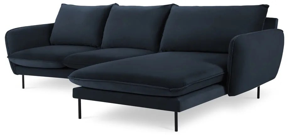 Divano angolare in velluto blu scuro (angolo destro) Vienna - Cosmopolitan Design